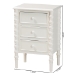 Baxton Studio Malinda Classic White Wood 3-Drawer End Table with Spindle Legs - BSOJY24A173-Off White/Wooden-End Table
