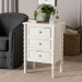 Baxton Studio Malinda Classic White Wood 3-Drawer End Table with Spindle Legs - BSOJY24A173-Off White/Wooden-End Table
