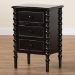 Baxton Studio Malinda Classic Black Wood 3-Drawer End Table with Spindle Legs - BSOJY24A173-Black/Wooden-End Table