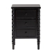 Baxton Studio Malinda Classic Black Wood 3-Drawer End Table with Spindle Legs - BSOJY24A173-Black/Wooden-End Table