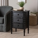 Baxton Studio Malinda Classic Black Wood 3-Drawer End Table with Spindle Legs - BSOJY24A173-Black/Wooden-End Table