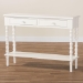 Baxton Studio Malinda Classic White Wood 2-Drawer Console Table with Spindle Legs - BSOJY24A178-Off White/Wooden-Console Table