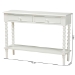 Baxton Studio Malinda Classic White Wood 2-Drawer Console Table with Spindle Legs - BSOJY24A178-Off White/Wooden-Console Table