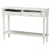 Baxton Studio Malinda Classic White Wood 2-Drawer Console Table with Spindle Legs - BSOJY24A178-Off White/Wooden-Console Table