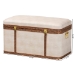 Baxton Studio Brenner Modern Transitional Beige Faux Shagreen Storage Trunk - BSOJY24A092-Large-Beige/Shagreen-Storage Ottoman