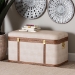 Baxton Studio Brenner Modern Transitional Beige Faux Shagreen Storage Trunk - BSOJY24A092-Large-Beige/Shagreen-Storage Ottoman