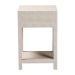 Baxton Studio Dansby Modern Beige Faux Shagreen 1-Drawer End Table - BSOJY24A098-Beige/Shagreen-End Table