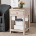 Baxton Studio Dansby Modern Beige Faux Shagreen 1-Drawer End Table - BSOJY24A098-Beige/Shagreen-End Table