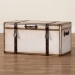 Baxton Studio Nevio Vintage Weathered White Canvas Storage Trunk - BSOJY24A051-Large-White/Canvas-Storage Ottoman