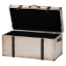 Baxton Studio Nevio Vintage Weathered White Canvas Storage Trunk - BSOJY24A051-Large-White/Canvas-Storage Ottoman
