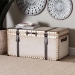 Baxton Studio Nevio Vintage Weathered White Canvas Storage Trunk - BSOJY24A051-Large-White/Canvas-Storage Ottoman