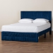 Baxton Studio Elora Modern Navy Blue Pleated Velvet Queen Size Storage Bed - BSOCFSP0839-A-Navy Blue-Queen