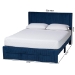 Baxton Studio Elora Modern Navy Blue Pleated Velvet Queen Size Storage Bed - BSOCFSP0839-A-Navy Blue-Queen