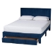 Baxton Studio Elora Modern Navy Blue Pleated Velvet Queen Size Storage Bed - BSOCFSP0839-A-Navy Blue-Queen