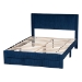 Baxton Studio Elora Modern Navy Blue Pleated Velvet Queen Size Storage Bed - BSOCFSP0839-A-Navy Blue-Queen