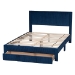 Baxton Studio Elora Modern Navy Blue Pleated Velvet Queen Size Storage Bed - BSOCFSP0839-A-Navy Blue-Queen