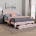 Baxton Studio Elora Modern Light Pink Pleated Velvet Queen Size Storage Bed - BSOCFSP0839-A-Light Pink-Queen