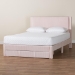 Baxton Studio Elora Modern Light Pink Pleated Velvet Queen Size Storage Bed - BSOCFSP0839-A-Light Pink-Queen