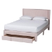 Baxton Studio Elora Modern Light Pink Pleated Velvet Queen Size Storage Bed - BSOCFSP0839-A-Light Pink-Queen