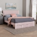 Baxton Studio Elora Modern Light Pink Pleated Velvet Queen Size Storage Bed - BSOCFSP0839-A-Light Pink-Queen