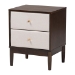 Baxton Studio Nikolai Mid-Century Beige Fabric and Wenge Brown Wood 2-Drawer Nightstand
