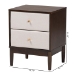 Baxton Studio Nikolai Mid-Century Beige Fabric and Wenge Brown Wood 2-Drawer Nightstand - BSOMG9009-Beige/Wenge-2DW-NS
