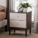 Baxton Studio Nikolai Mid-Century Beige Fabric and Wenge Brown Wood 2-Drawer Nightstand - BSOMG9009-Beige/Wenge-2DW-NS