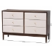 Baxton Studio Nikolai Mid-Century Beige Fabric and Wenge Brown Wood 6-Drawer Dresser - BSOMG9009-Beige/Wenge-6DW-Dresser