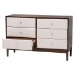 Baxton Studio Nikolai Mid-Century Beige Fabric and Wenge Brown Wood 6-Drawer Dresser - BSOMG9009-Beige/Wenge-6DW-Dresser