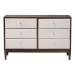 Baxton Studio Nikolai Mid-Century Beige Fabric and Wenge Brown Wood 6-Drawer Dresser - BSOMG9009-Beige/Wenge-6DW-Dresser