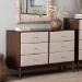 Baxton Studio Nikolai Mid-Century Beige Fabric and Wenge Brown Wood 6-Drawer Dresser - BSOMG9009-Beige/Wenge-6DW-Dresser