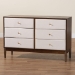 Baxton Studio Nikolai Mid-Century Beige Fabric and Wenge Brown Wood 6-Drawer Dresser - BSOMG9009-Beige/Wenge-6DW-Dresser