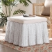 bali & pari Palm Bohemian White Scallop Rattan Ottoman - BSOPalm-White Rattan-Ottoman w/ Cushion