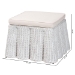 bali & pari Palm Bohemian White Scallop Rattan Ottoman - BSOPalm-White Rattan-Ottoman w/ Cushion