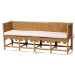 bali & pari Seranay Bohemian Scallop Light Honey Rattan Long Dining Bench - BSOPalm Short-Natural Rattan-Long-L Shape Seating
