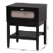 Baxton Studio Shirin Mid-Century Beige Fabric and Black Wood 1-Drawer Nightstand - BSOMG9013-Sand Stone-FG2203-2/Black-1DW-NS
