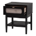 Baxton Studio Shirin Mid-Century Beige Fabric and Black Wood 1-Drawer Nightstand - BSOMG9013-Sand Stone-FG2203-2/Black-1DW-NS