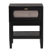 Baxton Studio Shirin Mid-Century Beige Fabric and Black Wood 1-Drawer Nightstand - BSOMG9013-Sand Stone-FG2203-2/Black-1DW-NS