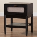 Baxton Studio Shirin Mid-Century Beige Fabric and Black Wood 1-Drawer Nightstand - BSOMG9013-Sand Stone-FG2203-2/Black-1DW-NS