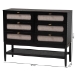 Baxton Studio Shirin Mid-Century Beige Fabric and Black Wood 6-Drawer Dresser - BSOMG9013-Sand Stone-FG2203-2/Black-6DW-Dresser