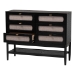 Baxton Studio Shirin Mid-Century Beige Fabric and Black Wood 6-Drawer Dresser - BSOMG9013-Sand Stone-FG2203-2/Black-6DW-Dresser