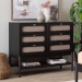 Baxton Studio Shirin Mid-Century Beige Fabric and Black Wood 6-Drawer Dresser - BSOMG9013-Sand Stone-FG2203-2/Black-6DW-Dresser