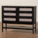 Baxton Studio Shirin Mid-Century Beige Fabric and Black Wood 6-Drawer Dresser - BSOMG9013-Sand Stone-FG2203-2/Black-6DW-Dresser