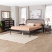 Baxton Studio Shirin Mid-Century Beige Fabric and Black Wood Queen 4-Piece Bedroom Set with Two nightstands - BSOShirin-Sand Stone/Black-Queen-4PC Bedroom Set