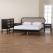 Baxton Studio Shirin Mid-Century Beige Fabric and Black Wood Queen 4-Piece Bedroom Set with Two nightstands - BSOShirin-Sand Stone/Black-Queen-4PC Bedroom Set