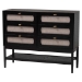 Baxton Studio Shirin Mid-Century Beige Fabric and Black Wood Queen 4-Piece Bedroom Set with Two nightstands - BSOShirin-Sand Stone/Black-Queen-4PC Bedroom Set