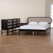 Baxton Studio Shirin Mid-Century Beige Fabric and Black Wood Queen 4-Piece Bedroom Set - BSOTammy-Sand Stone/Black-Queen-4PC Bedroom Set