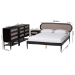 Baxton Studio Shirin Mid-Century Beige Fabric and Black Wood Queen 4-Piece Bedroom Set - BSOTammy-Sand Stone/Black-Queen-4PC Bedroom Set