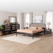 Baxton Studio Shirin Mid-Century Beige Fabric and Black Wood Queen 5-Piece Bedroom Set - BSOIvana-Sand Stone/Black-Queen-5PC Bedroom Set