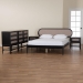 Baxton Studio Shirin Mid-Century Beige Fabric and Black Wood Queen 5-Piece Bedroom Set - BSOIvana-Sand Stone/Black-Queen-5PC Bedroom Set